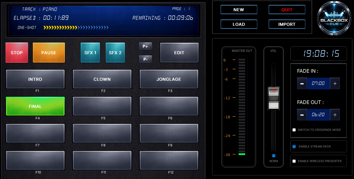 BlackBox Cue interface